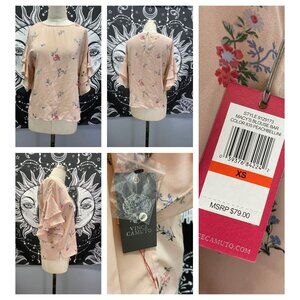 NWT Vince Camuto - Tiered-Sleeve Top - Peach Bellini RV $79 XS (fits like a smal